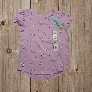 Cat & Jack Toddler Short Sleeve T Shirt Light Purple with Floral Print Size 3T